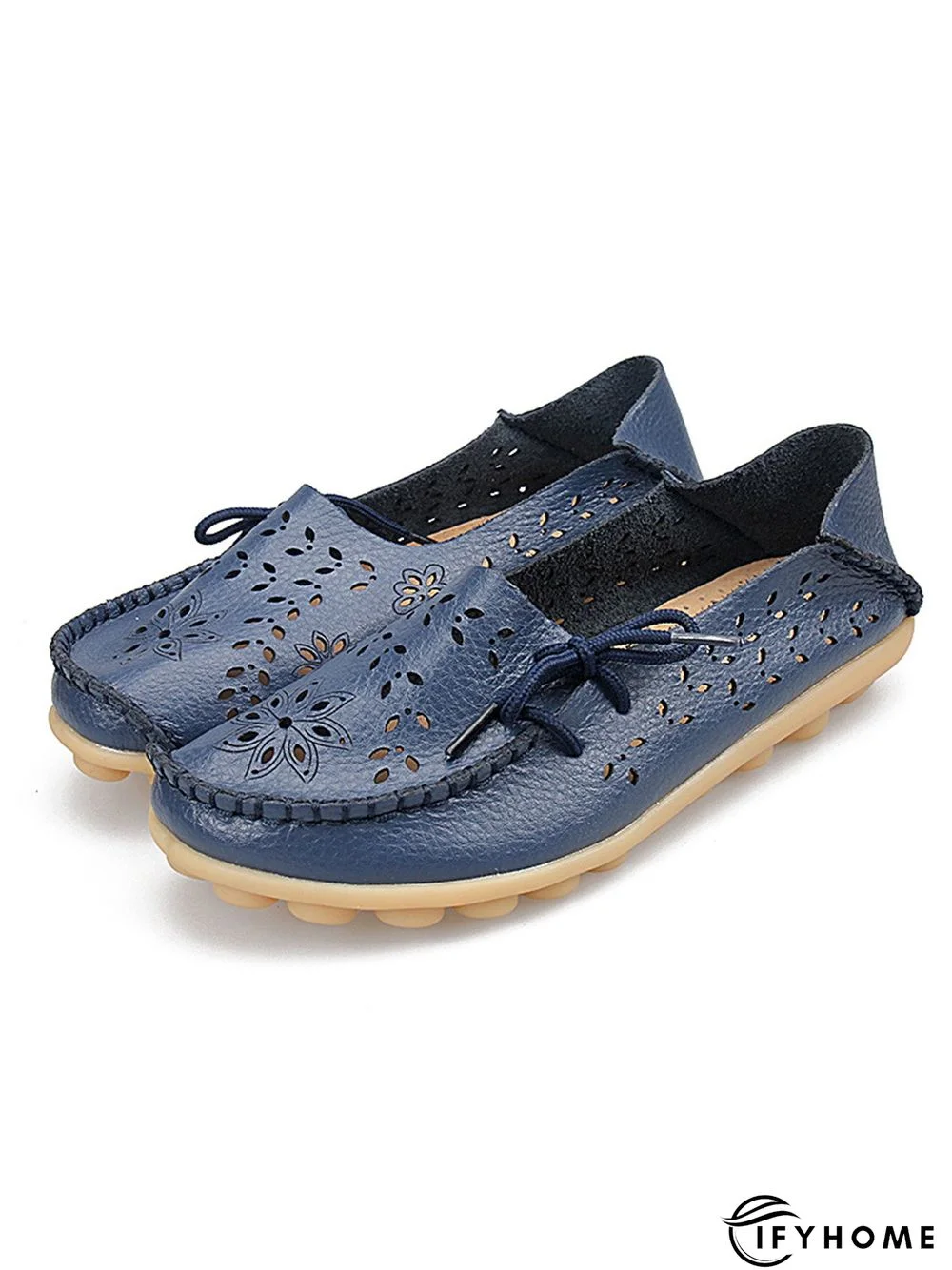 Cowhide Hollow Lace-up Portable Shoes | IFYHOME