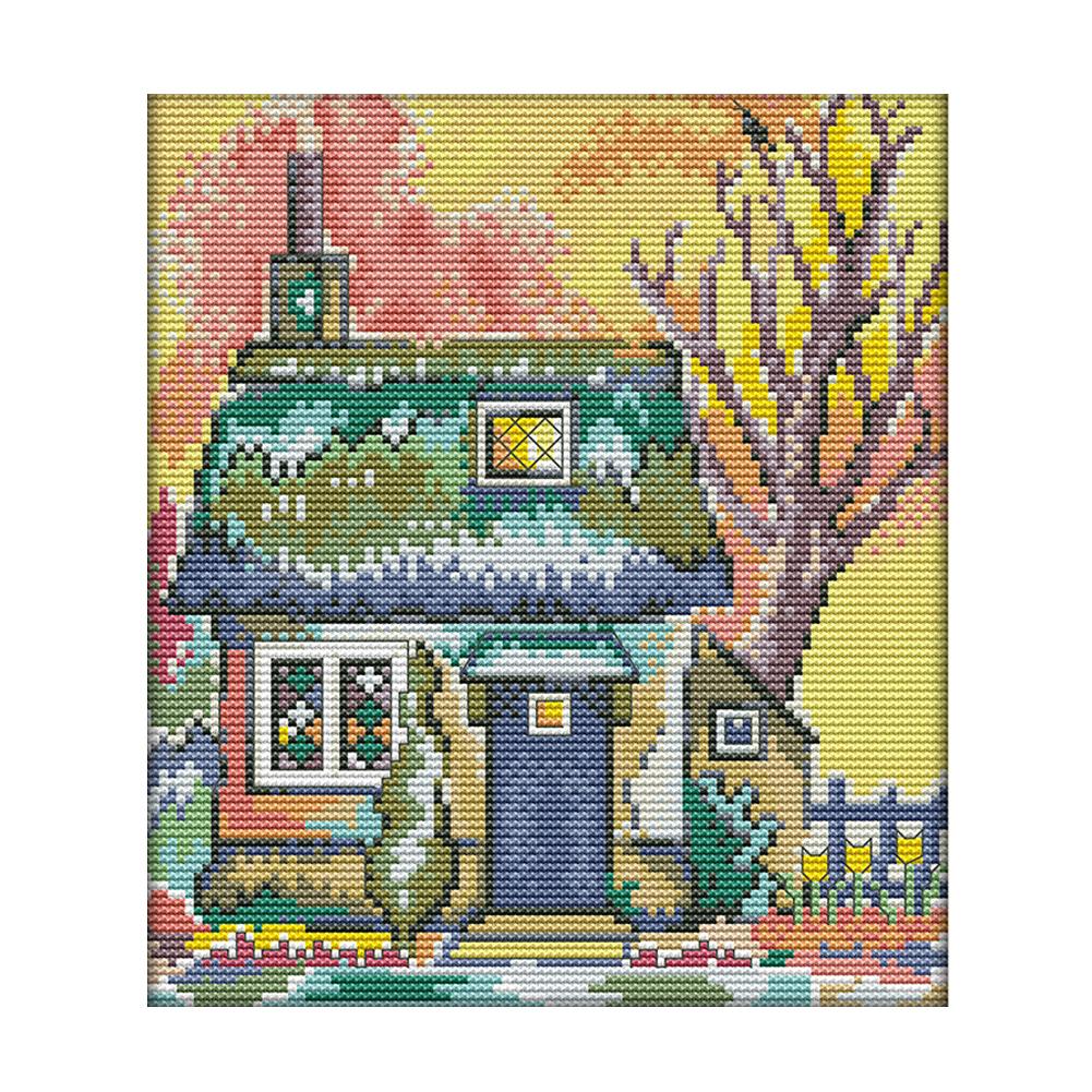 

Cabin - 14CT Stamped Cross Stitch - 22*27cm, 501 Original