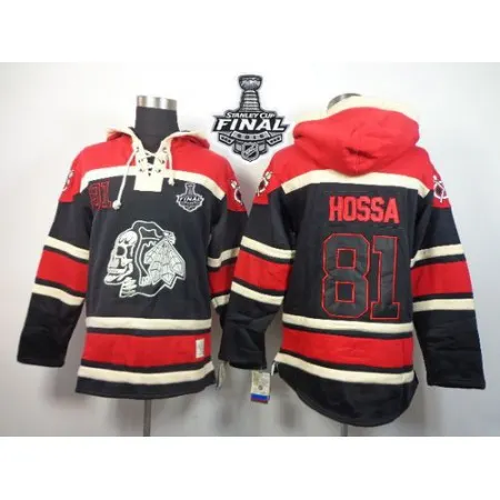 Blackhawks #81 Marian Hossa Black Sawyer Hooded Sweatshirt 2015 Stanley Cup Stitched NHL Jersey