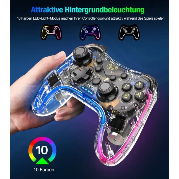 DinoFire Switch Controllers for Nintendo Switch/Switch Lite/Switch OLED Controller with RGB Colour LED