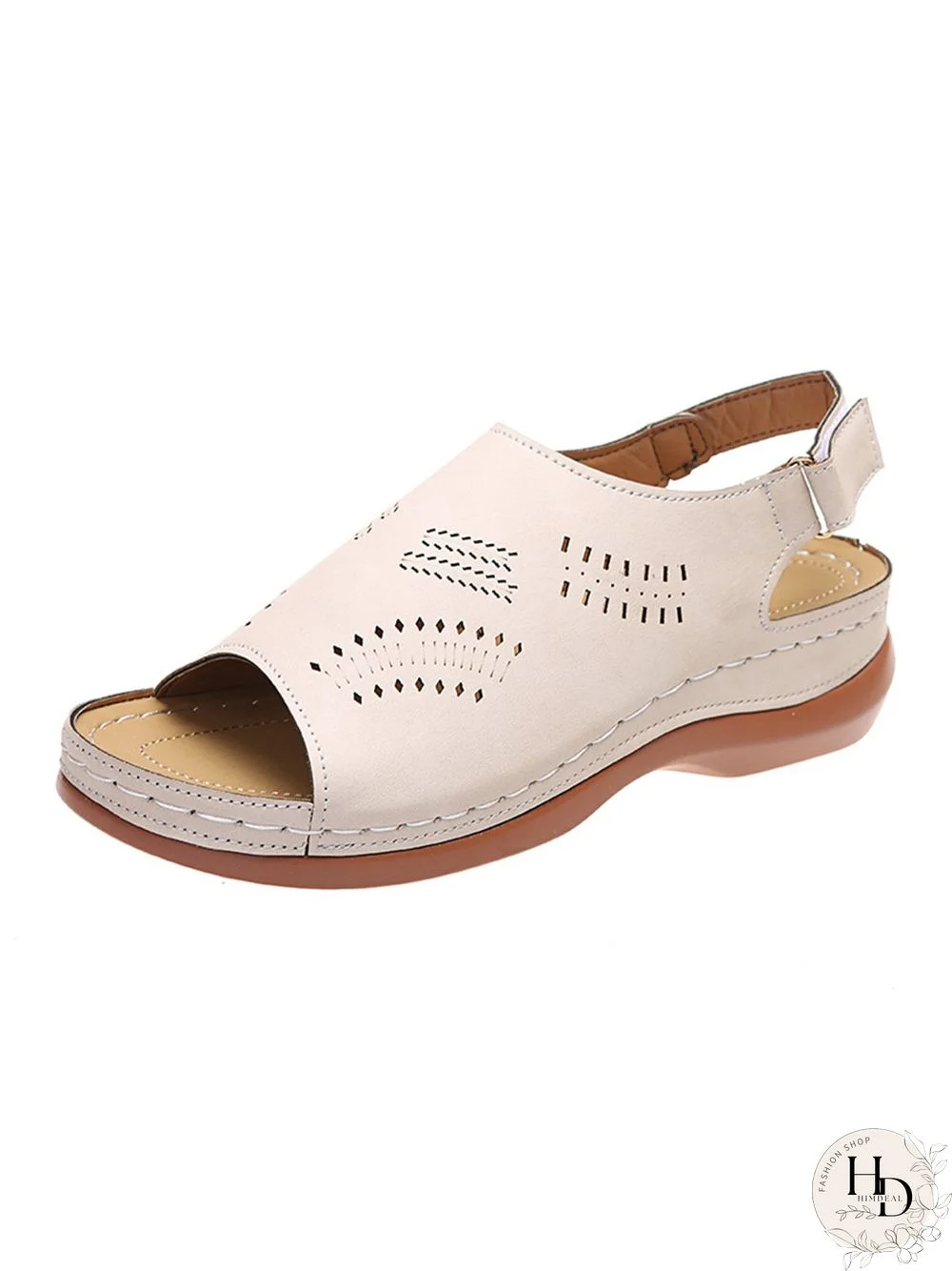 Cutout Velcro Vintage Casual Velcro Wedge Sandals