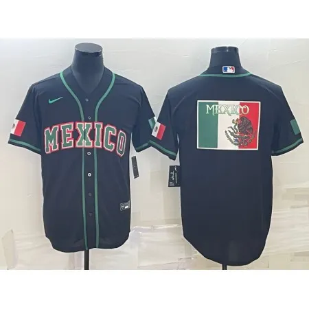 Men's Mexico Baseball 2023 Black World Baseball Big Logo Classic Stitched Jersey FTNL