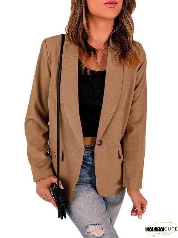 Solid Lapel Button Long Sleeve Blazers