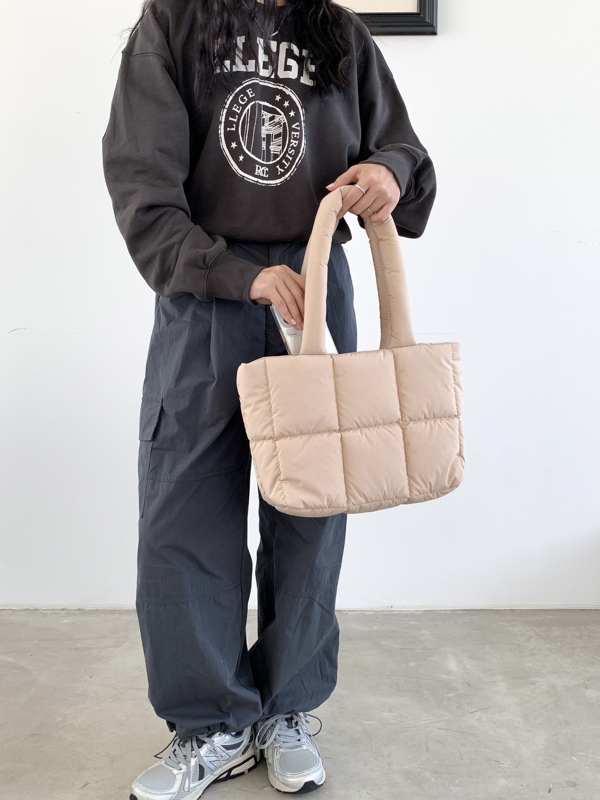 Mature Women Large Capacity Plaid One-shoulder Portable Handbag