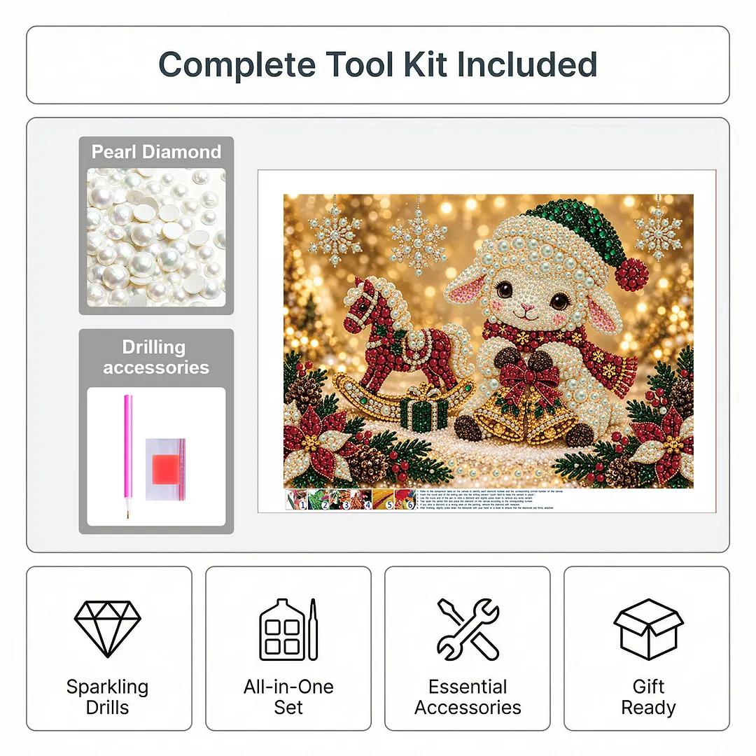 Pearl Painting Kit for Adults Christmas Lamb 15.75x11.81in
