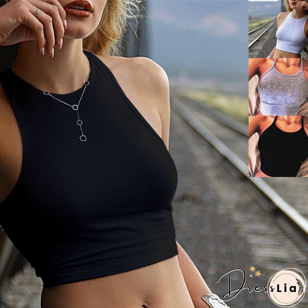 Ribbed Tank Tops Sexy Crop Vest Solid Harajuku Korean Female Off Shoulder Knitted White Summer Women Tops