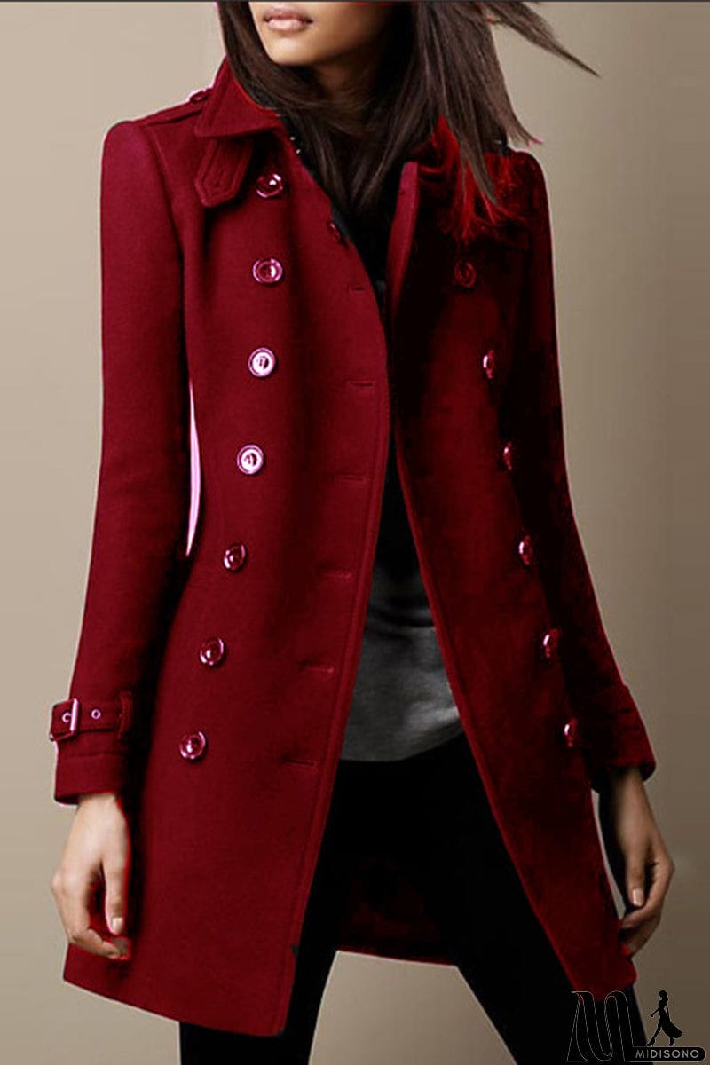 MidiSono - Casual Solid Buttons Mandarin Collar Outerwear