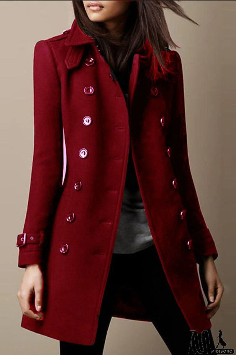 MidiSono - Casual Solid Buttons Mandarin Collar Outerwear