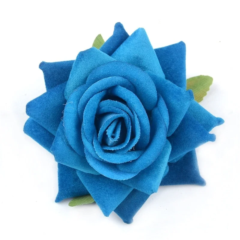 100pcs 6cm Flannel Corner Rose Artificial Flower Heads For Home Wedding Car Decorative DIY Scrapbooking Fake Flower Wall Crafts