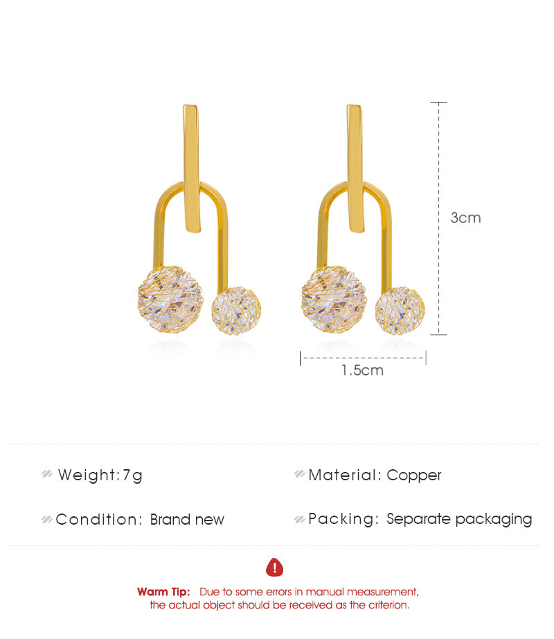 U-Shaped Zirconia Earrings Gold-Plated Earrings