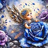 (45*45cm)Angel Blue Rose - Round Partial AB Drill Diamond Painting