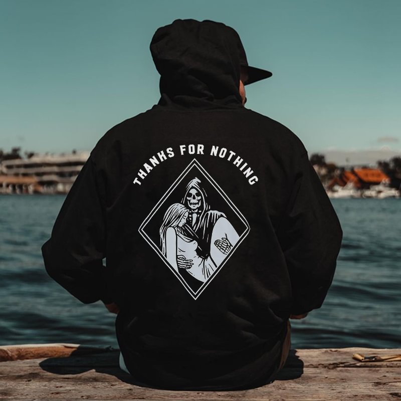 Thanks For Nothing Skeleton Princess Hug Printed Men's Hoodie -  