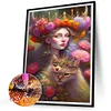 Diamond Painting-DIY Full Round Drill Flower Fairy Cat