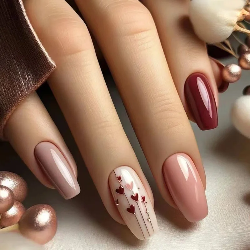 Churchf Churchf Nails Solid Color Wear A Nail Fake Nail Love Removable Beauty Nail Piece Simple Nail Patch 24 Pieces