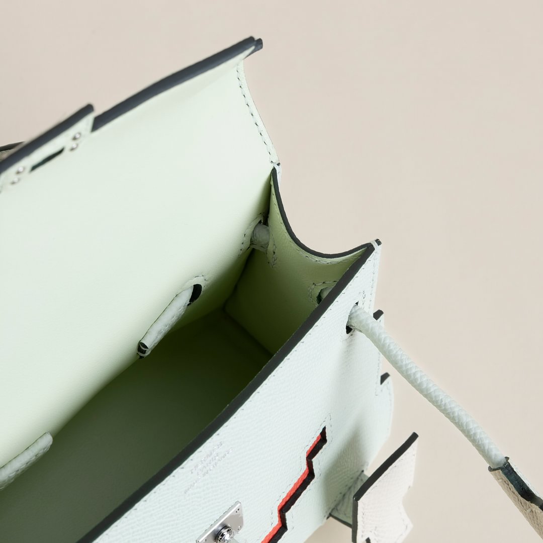 Kelly Doll Epsom  0V Gris ciment/ Z6 Malachite PHW