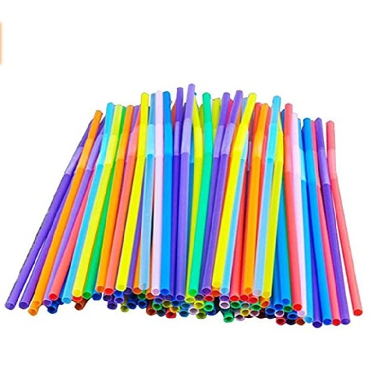 

100 pcs Disposable Art Straw Single Curved Creative Shape Milk Tea Juice Straw, 501 Original