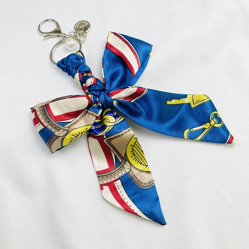 Sweet Minimalist Bow Knot Cloth Metal Unisex Bag Pendant Keychain