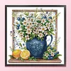 White Flowers In Vase-14CT Stamped Cross Stitch 45*45cm/17.72*17.72in tapestrymarket
