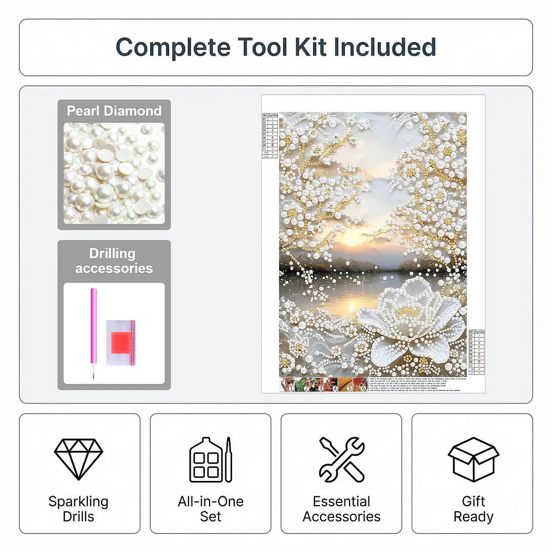 Pearl Painting Kit for Adults Lotus Sunset 11.81x15.75in