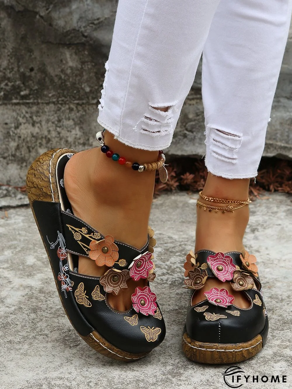 Vintage Floral Mules Clog Shoes | IFYHOME