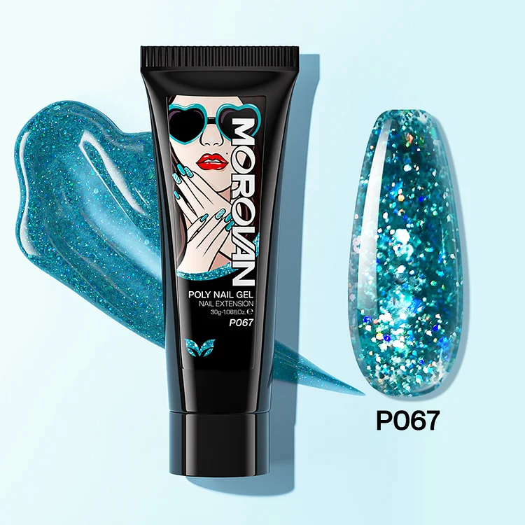 Nile Blue Glitter Poly Nail Gel 30ml