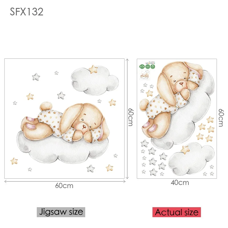 Elephant Giraffe Wall Stickers Child Wall Decorative Vinyl Animal Pattern Moon Wall Stickers For Children's Room Kids Rooms