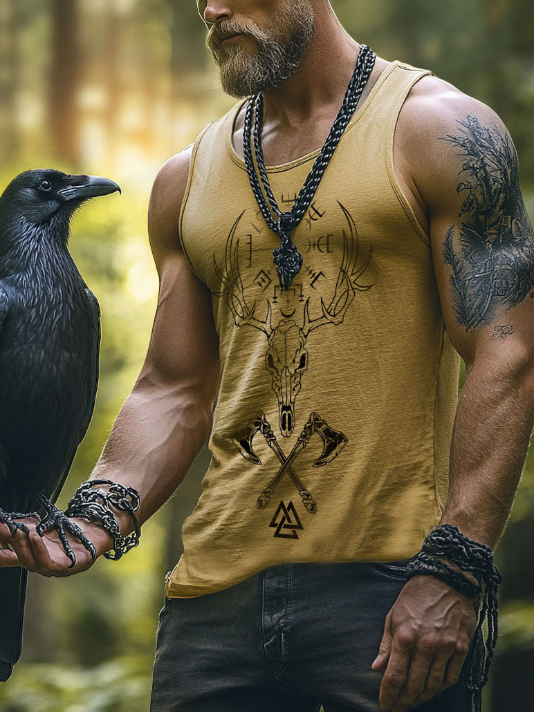 Viking Men's Elk Compass Rune Casual Vest / Rvogue / Rvogue