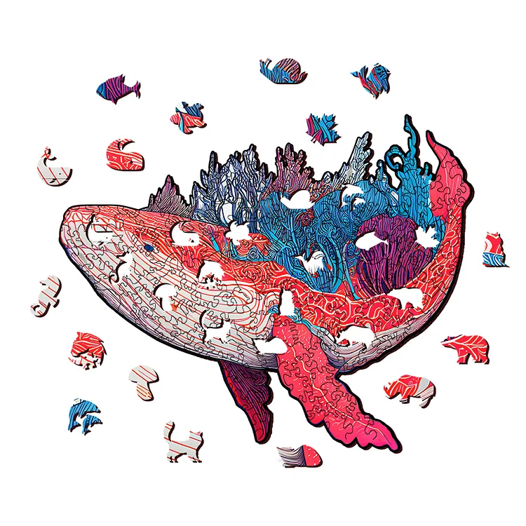 Ericpuzzle™ Ericpuzzle™Fascinating Coral Red Whale Wooden Jigsaw Puzzle