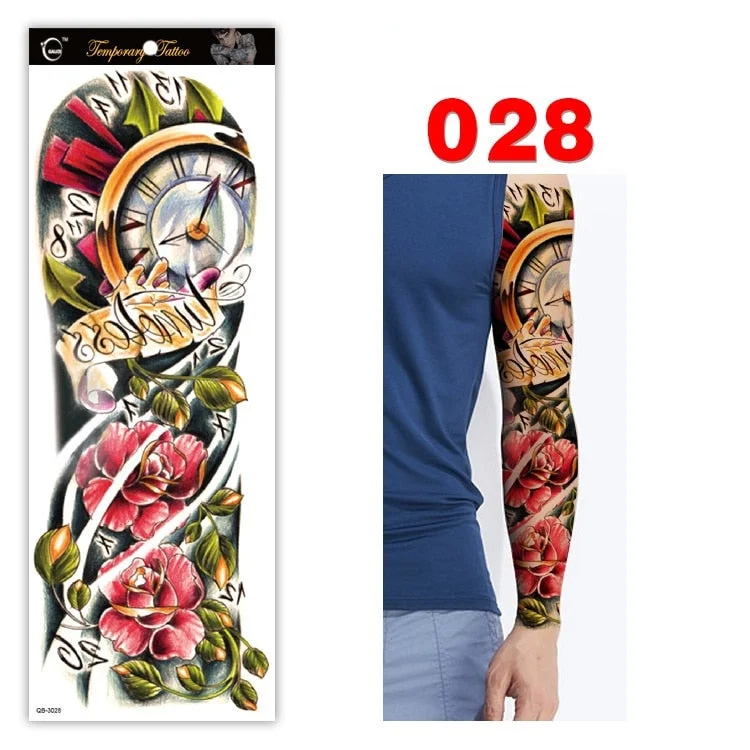 Full Arm Series Temporary Tattoo Full Arm Tattoo Sticker Lasting Waterproof Sweat Flower Arm Full Arm Tattoo Big Picture Sticker