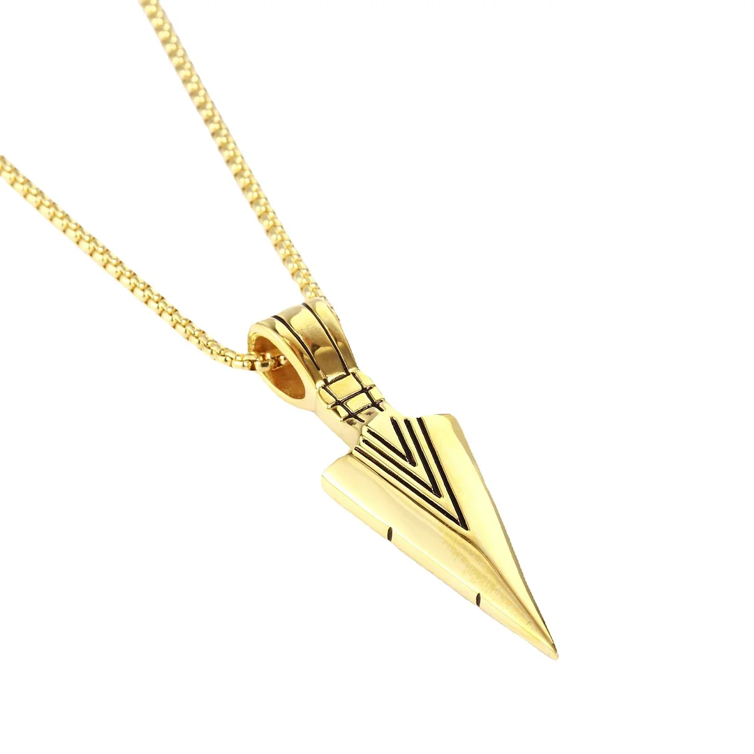 Retro Titanium Triangle Arrow Necklace-inspireuse