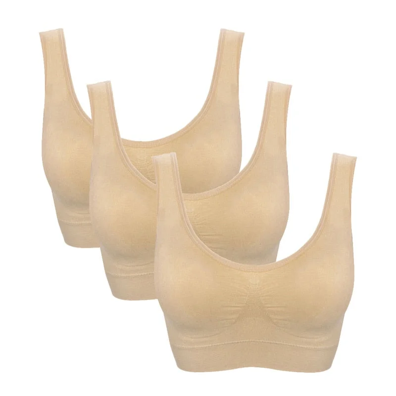 3pcs/set sexy active bra With removable Pad Seamless push up women plus size underwear wireless fitness body shape Bra