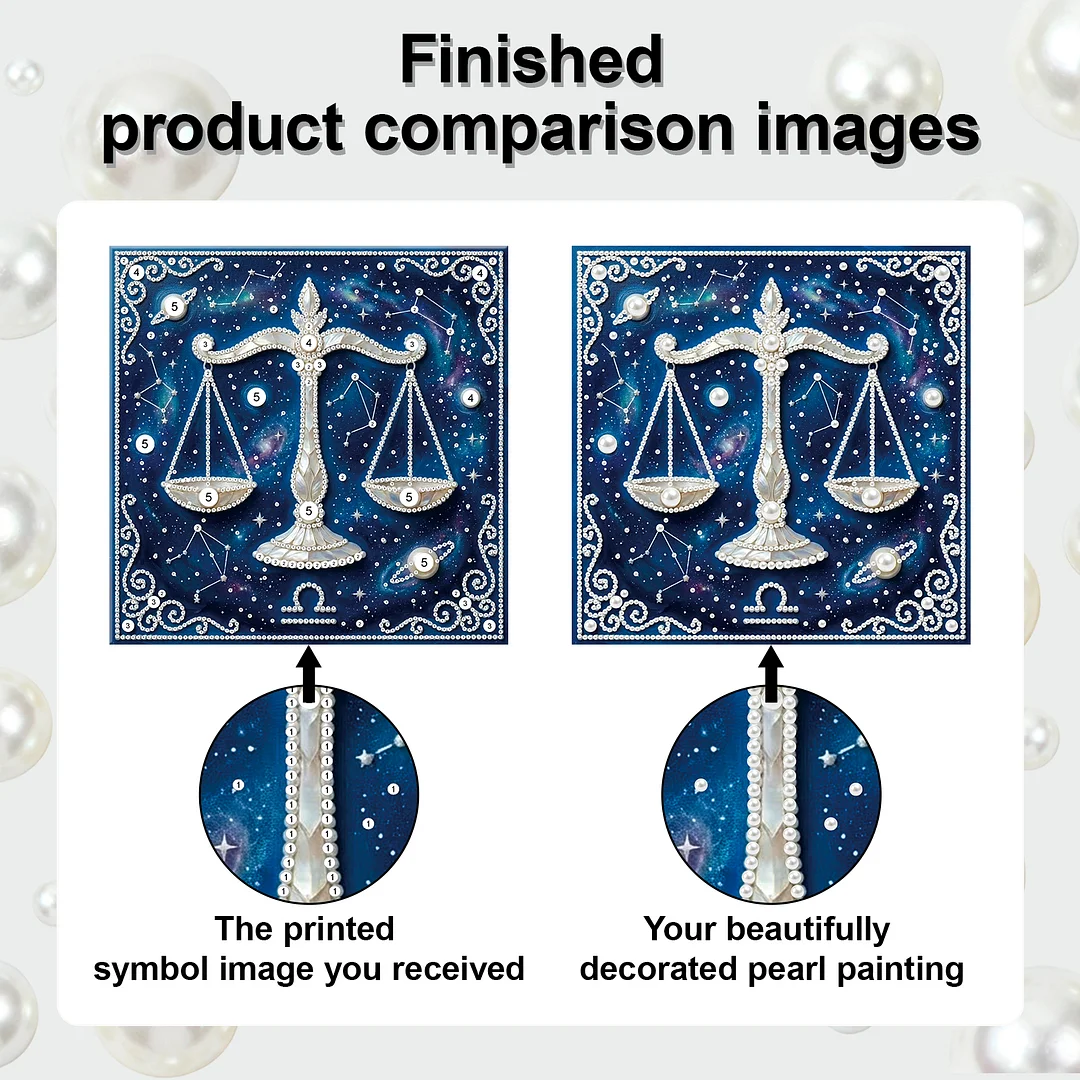 Libra - DIY Pearl Diamond Art Kit With Frame 25*25cm