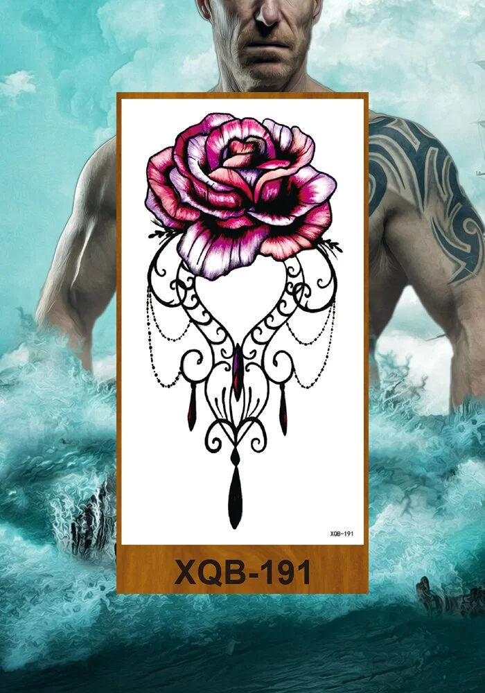 Temporary Tattoos Stickers Women Girl Chest Arm Fake Tatoo Lotus Peony Rose Magnolia Flowers Totem Face Body Makeup Waterproof