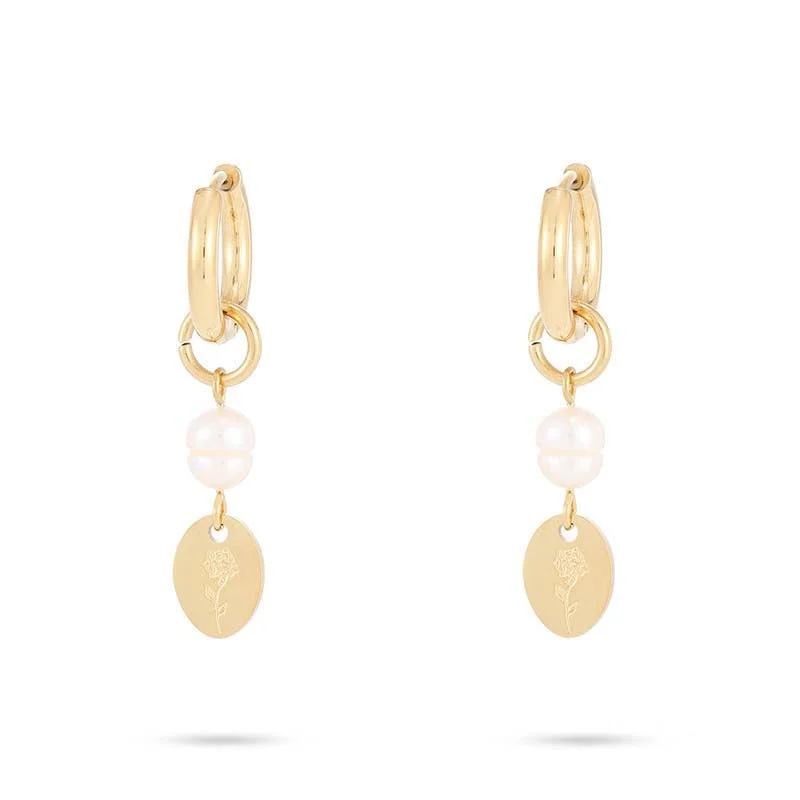 Pearl Flower Tassel Titanium Steel Earrings