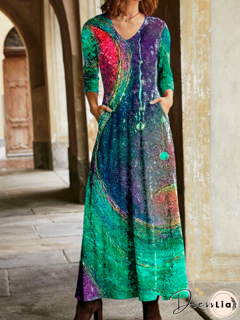 Plus size Printed Casual Knitting Dress