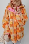 Women's Warm Bright Checkered Sherpa Hooded Jacket