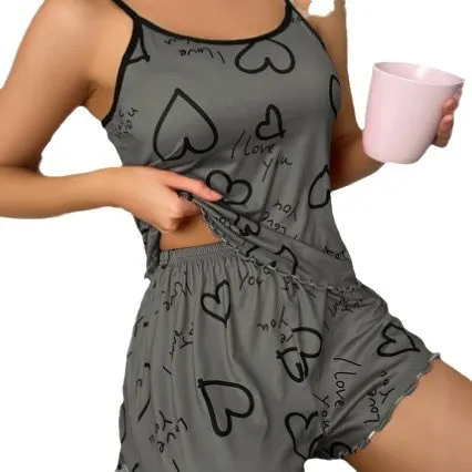 Churchf Summer New Fashion Women's Sling Shorts Home Clothes Two-Piece A007