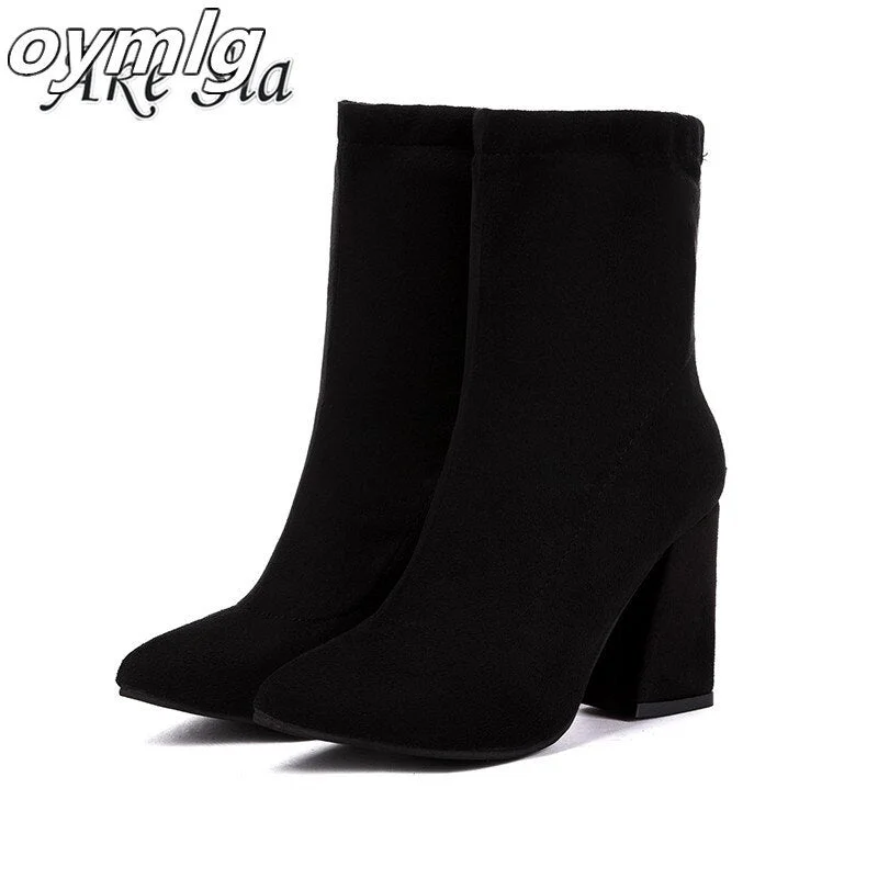 2020 winter new line pointed high-heeled ankle boots women's fashion simple and comfortable shallow mouth short boots