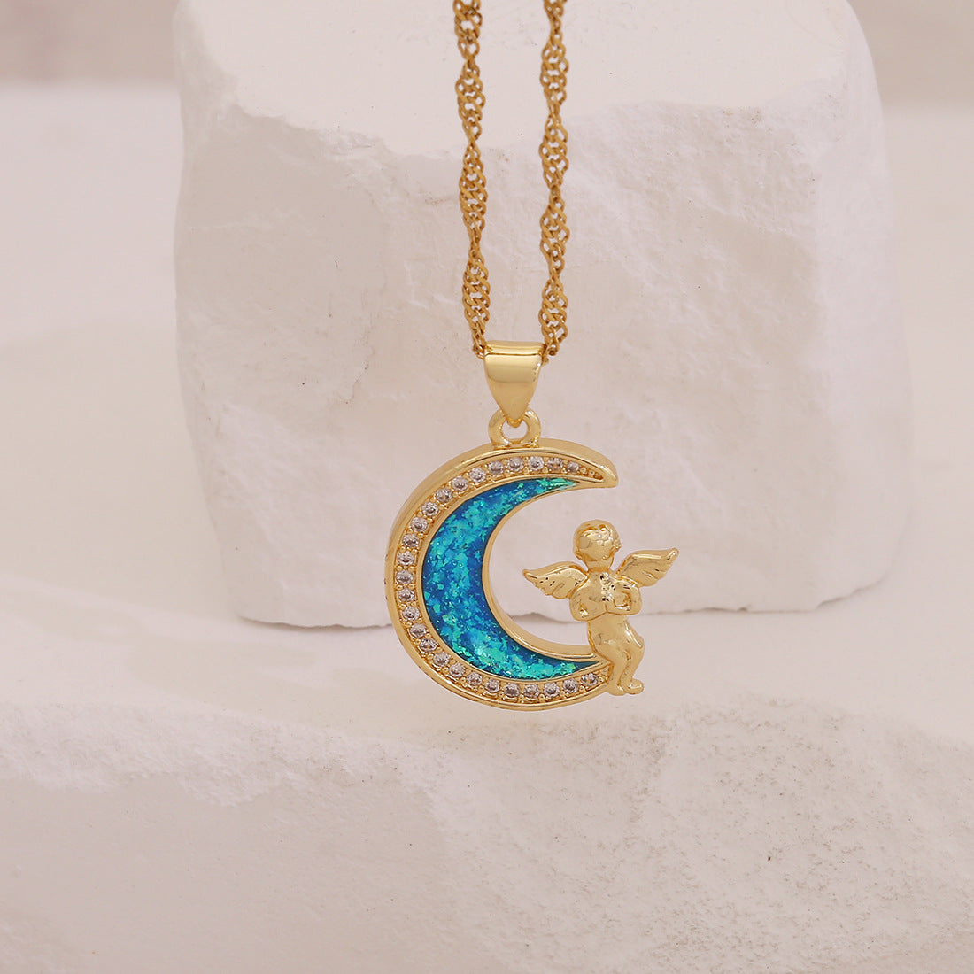 Opal Moon Star Pendant Rose Angel Eye Necklace Niche Necklace N1498