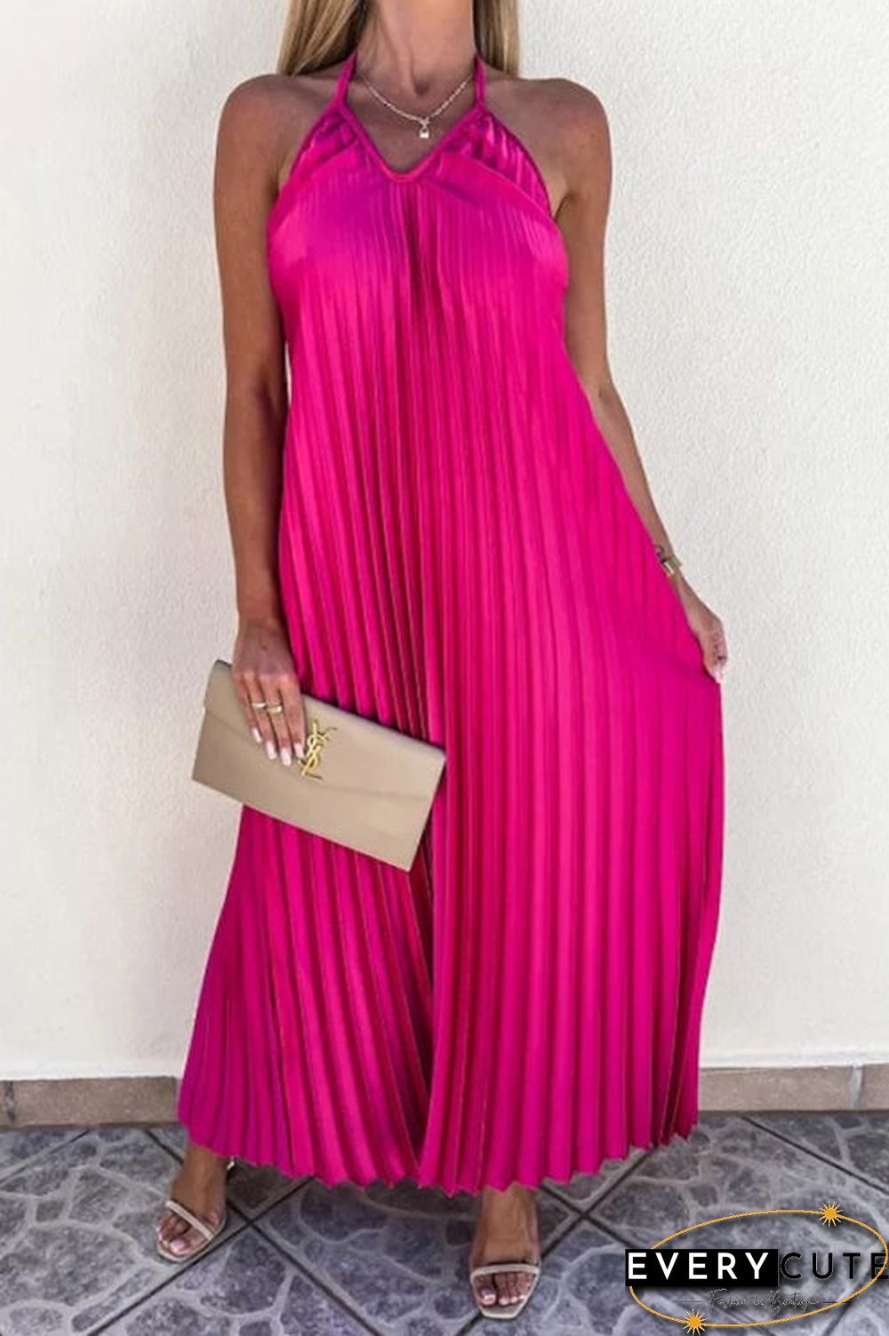 Breeze Slip Pleated Maxi Dress