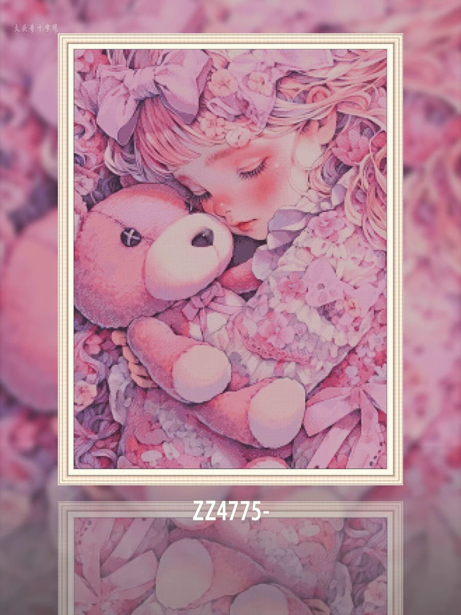 1set DIY Printed Cross Stitch Kit 【ZZ4801- Sweet Sleeping Girl】printed (stamped) cross-stitch Painting Fairy Cross Stitch