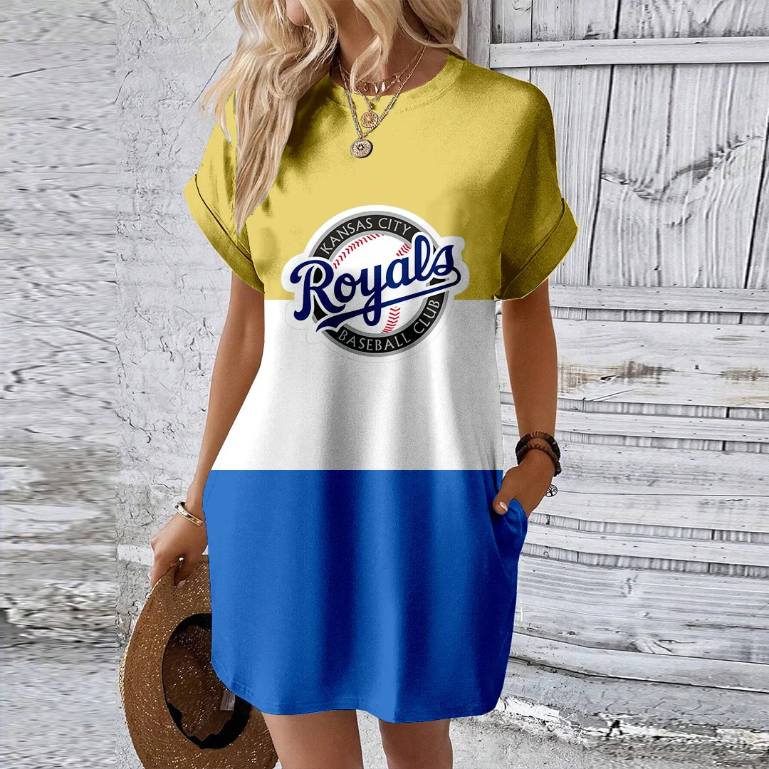 Kansas City Royals Hidden Pocket Bat Sleeve T-Shirt Dress