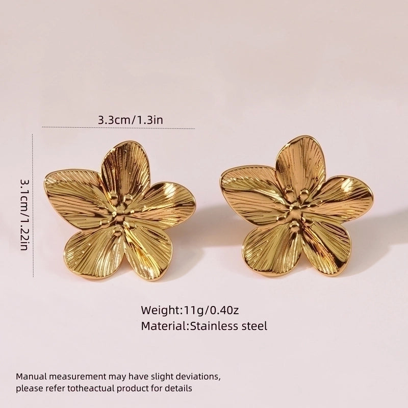 1 Pair Exaggerated Pastoral Streetwear Flower 304 Stainless Steel Imitation Gold  Ear Studs