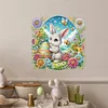 Acryl Hase Blumenbusch - 5d DIY Handwerk Anh&auml;nger