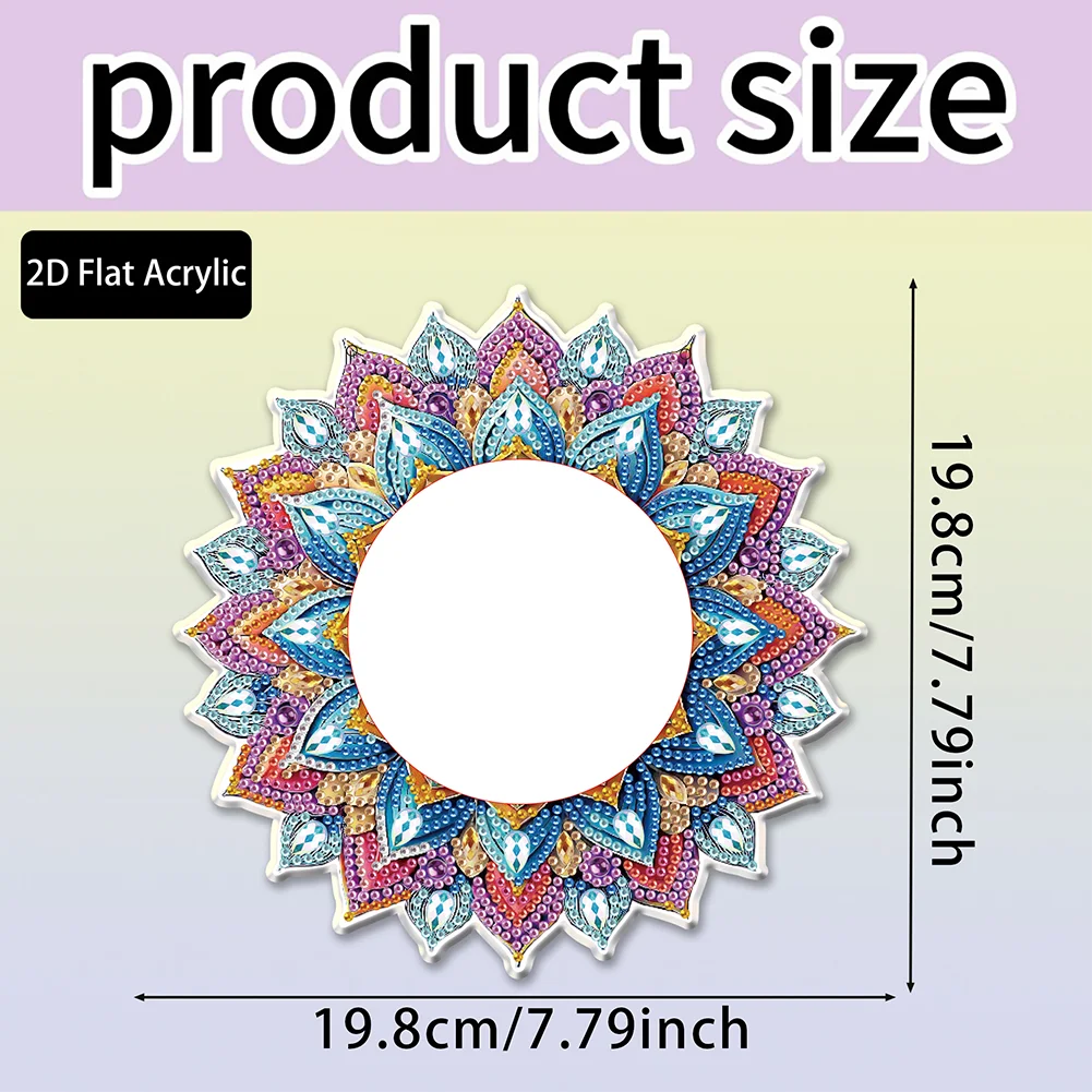 Mandala DIY Diamond Painting Mirror Kit Diamond Art Makeup Mirror for Beginners