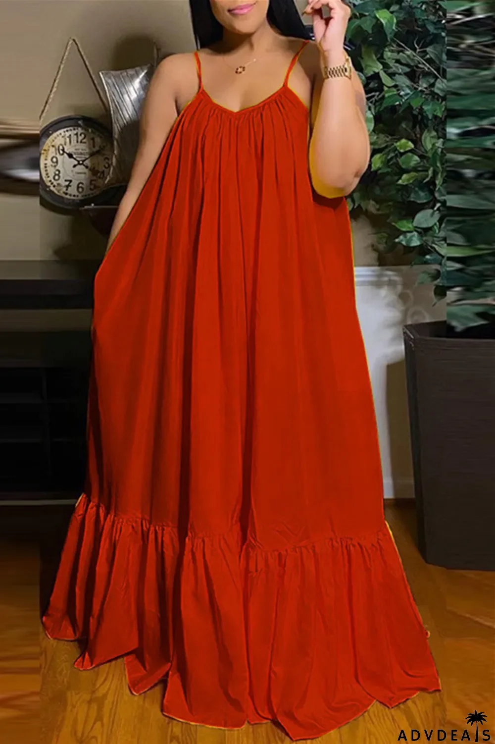 Dark Gray Sexy Casual Solid Backless Spaghetti Strap Loose Sling Dress