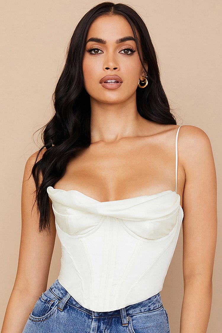 Boat Neck Cami Corsage Crop Top