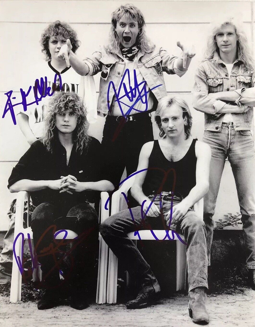 DEF LEPPARD HAND SIGNED 11x14 Photo Poster painting FULL BAND AUTOGRAPHED RARE + PROOF!!