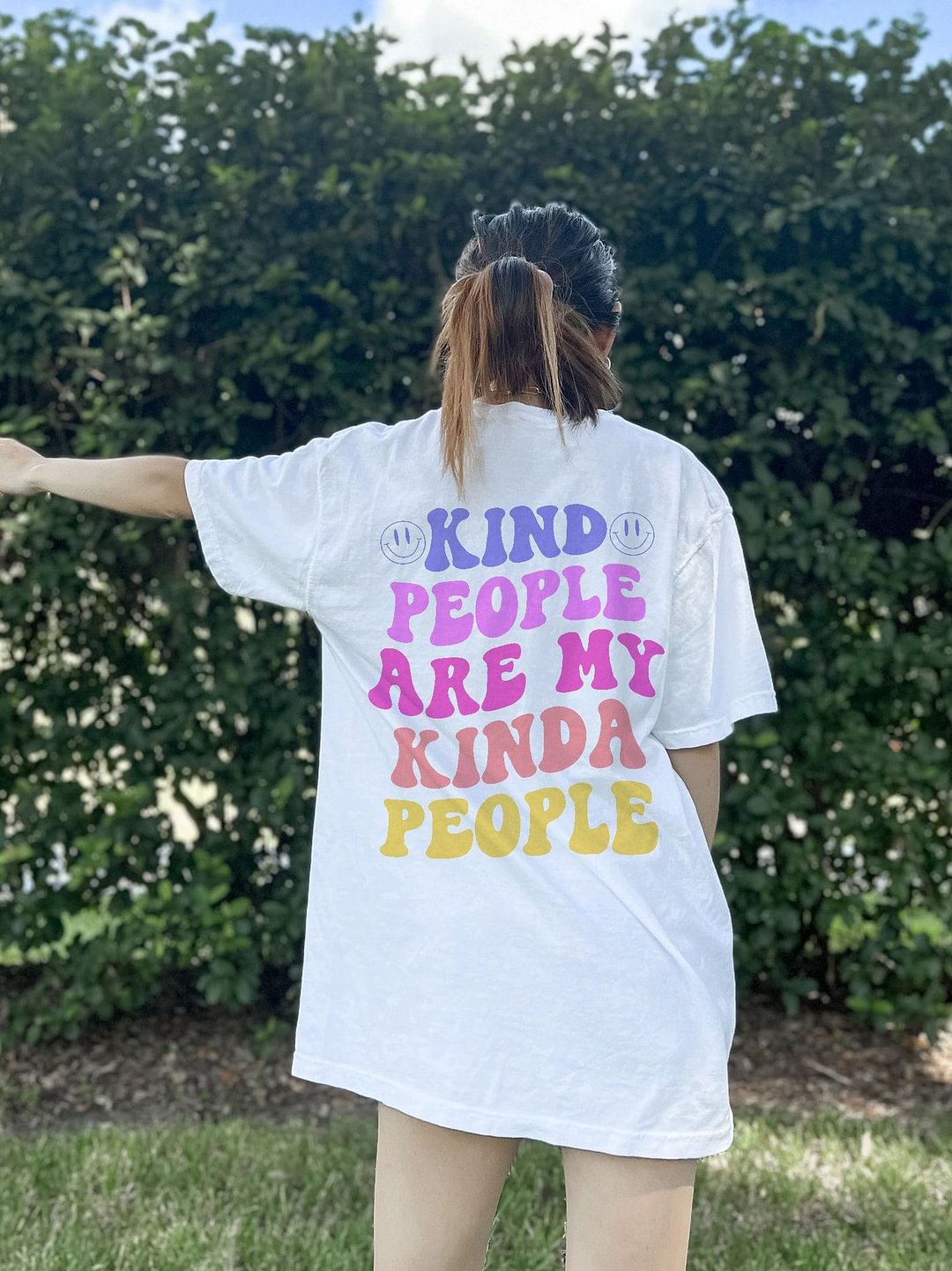 Women's Kind People Are My Kinda People Cotton Oversized T-Shirt