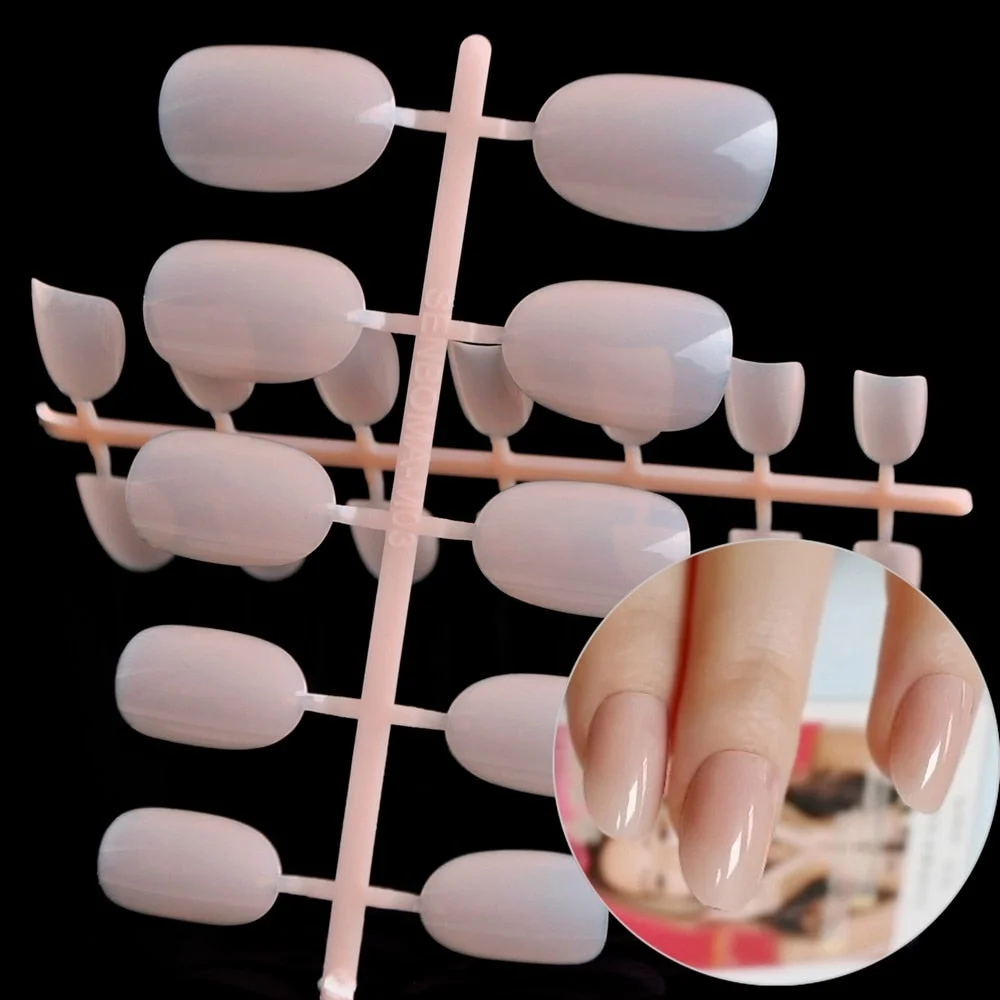 Shine Light Chocolate Color Brown 24 Pcs Sweet Candy Short Purple Red Artificial False Fake Nails Full Wrapped Tips-Nail Inspo